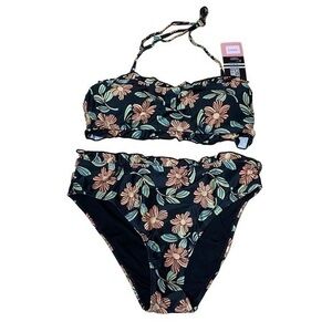 Shekin Bikini with Bandeau Top - Color Blue with Floral Print - Size Small - NWT